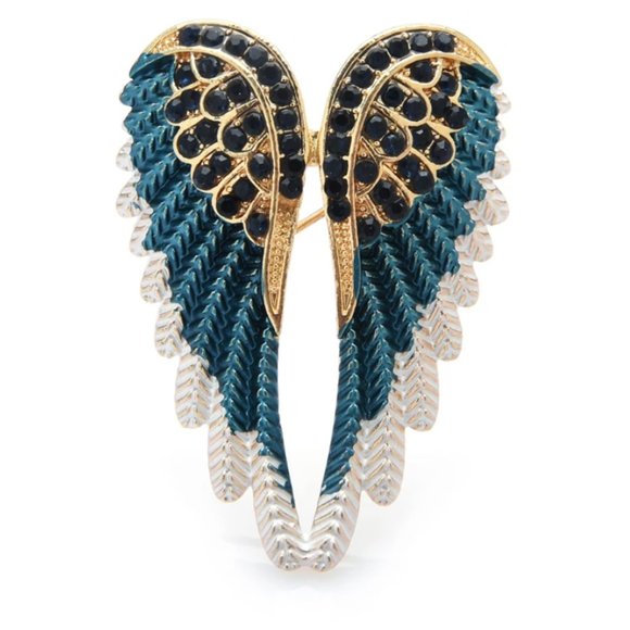 Rhinestone Angel Wings Pearl Brooch / Necklace Pendant - Picture 4 of 6